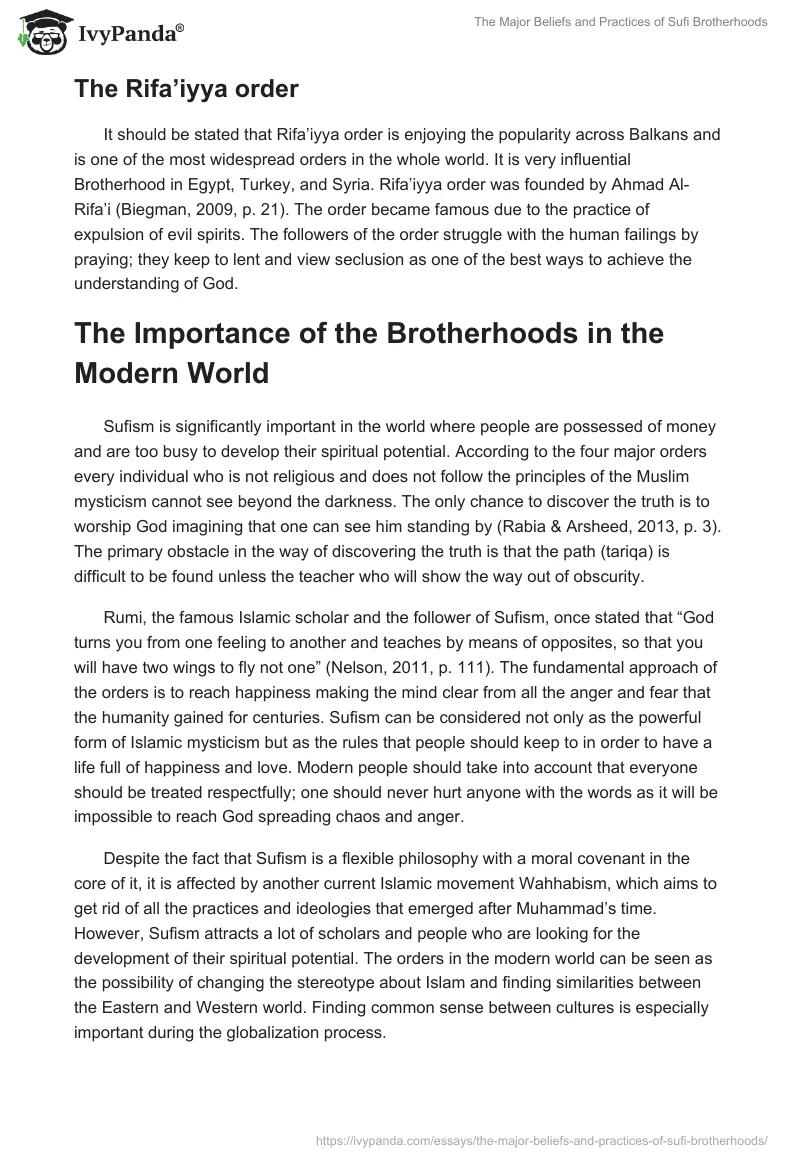 The Major Beliefs and Practices of Sufi Brotherhoods. Page 4