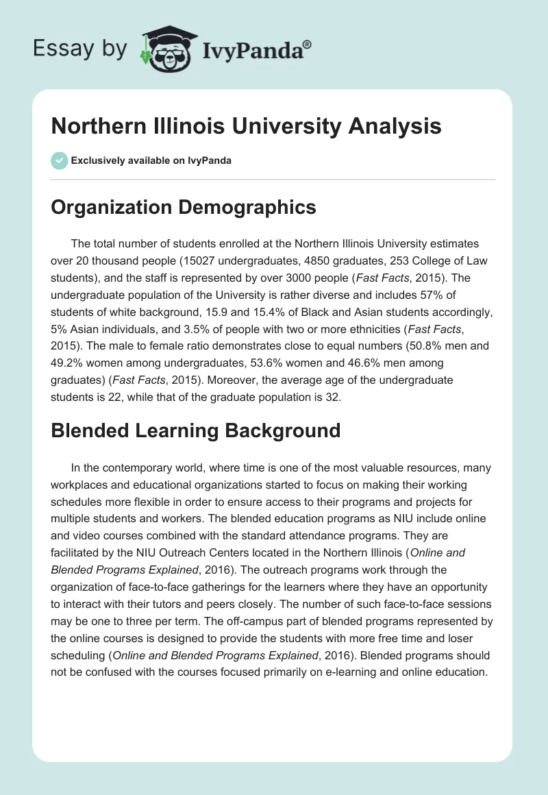 Northern Illinois University Analysis. Page 1