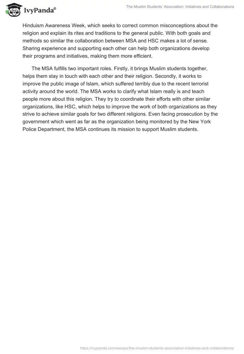 The Muslim Students’ Association: Initiatives and Collaborations. Page 2