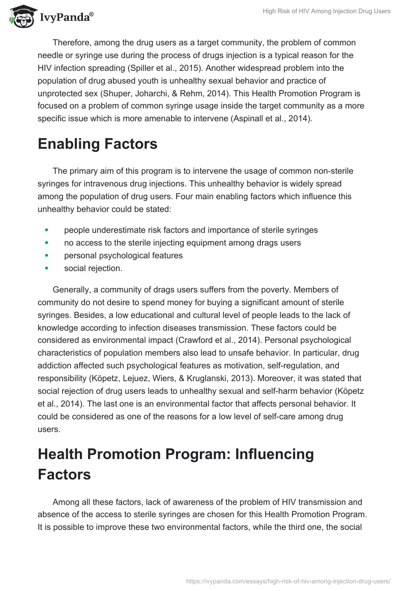 High Risk of HIV Among Injection Drug Users. Page 2