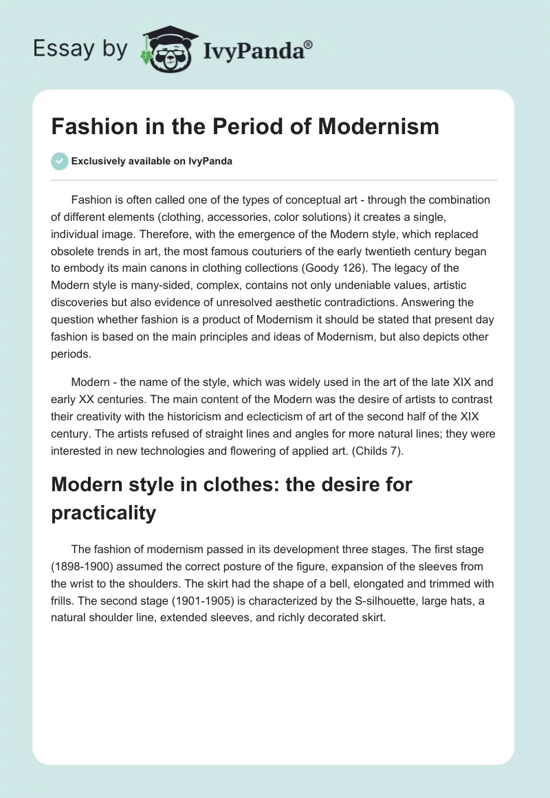 Fashion in the Period of Modernism. Page 1
