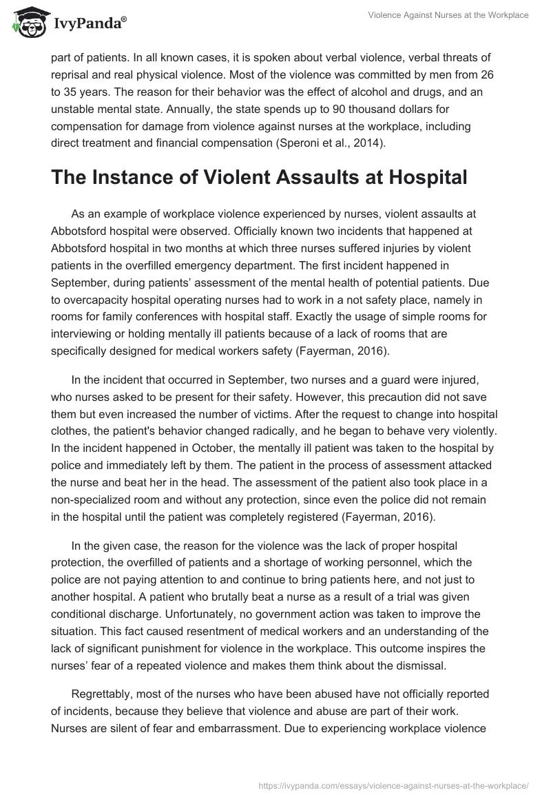 Violence Against Nurses at the Workplace. Page 2