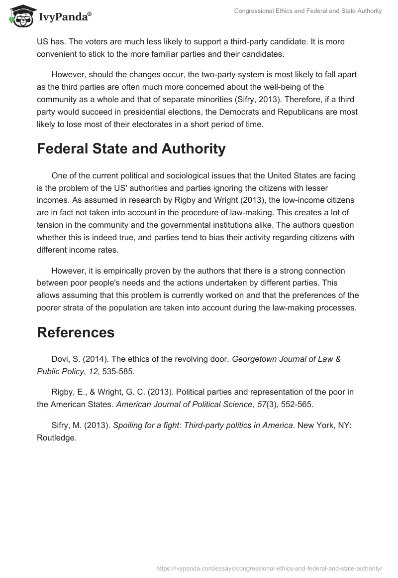 Congressional Ethics and Federal and State Authority. Page 2