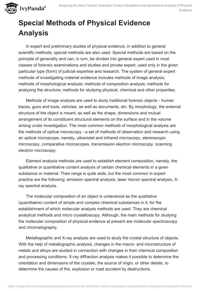 Analysing the Way Forensic Scientists Conduct Qualitative and Quantitative Analysis of Physical Evidence. Page 2