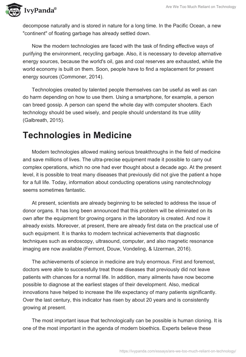 Are We Too Much Reliant on Technology. Page 2