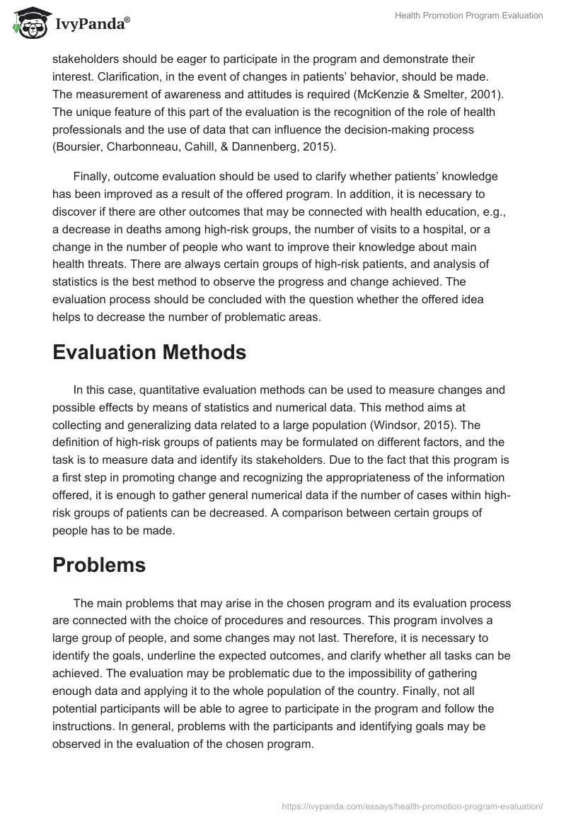 Health Promotion Program Evaluation. Page 2