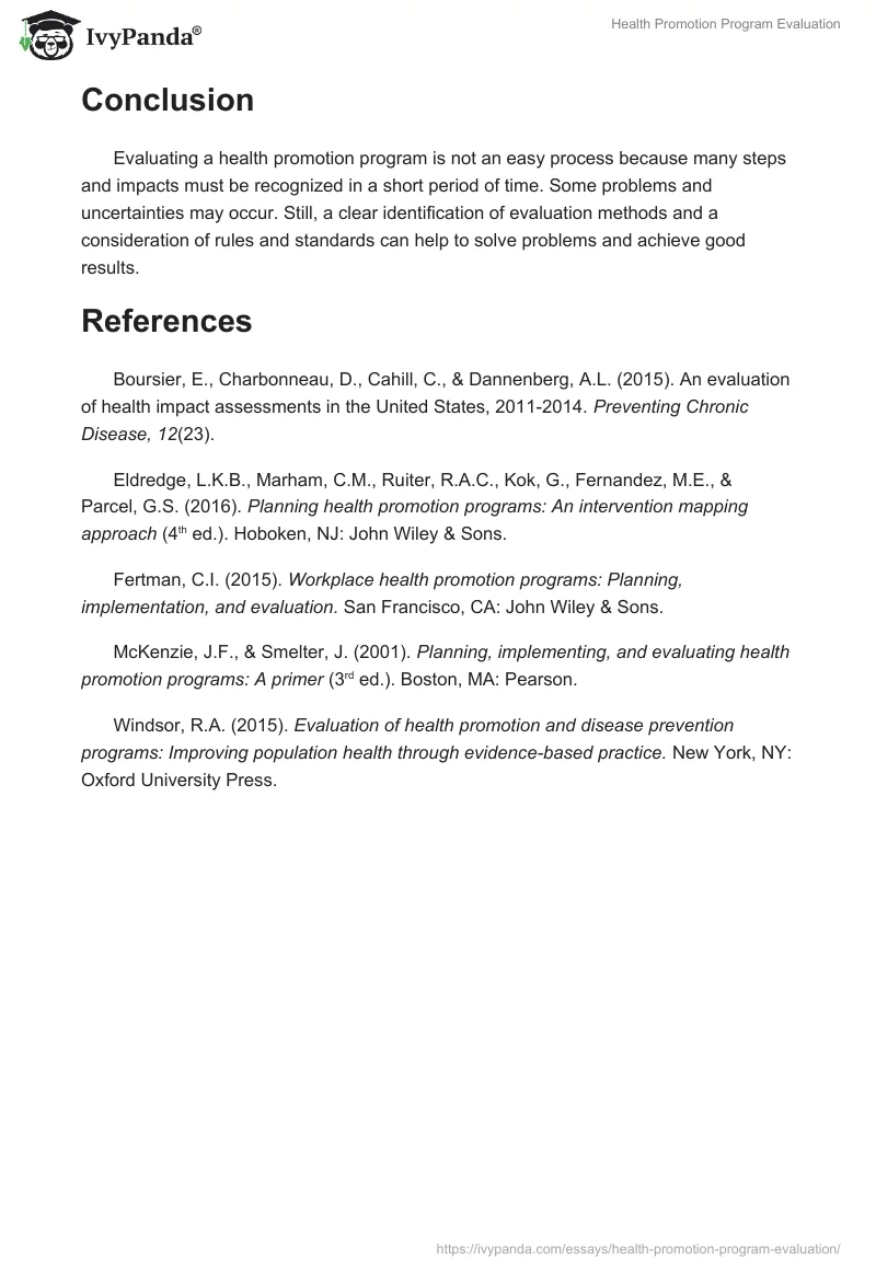 Health Promotion Program Evaluation. Page 3