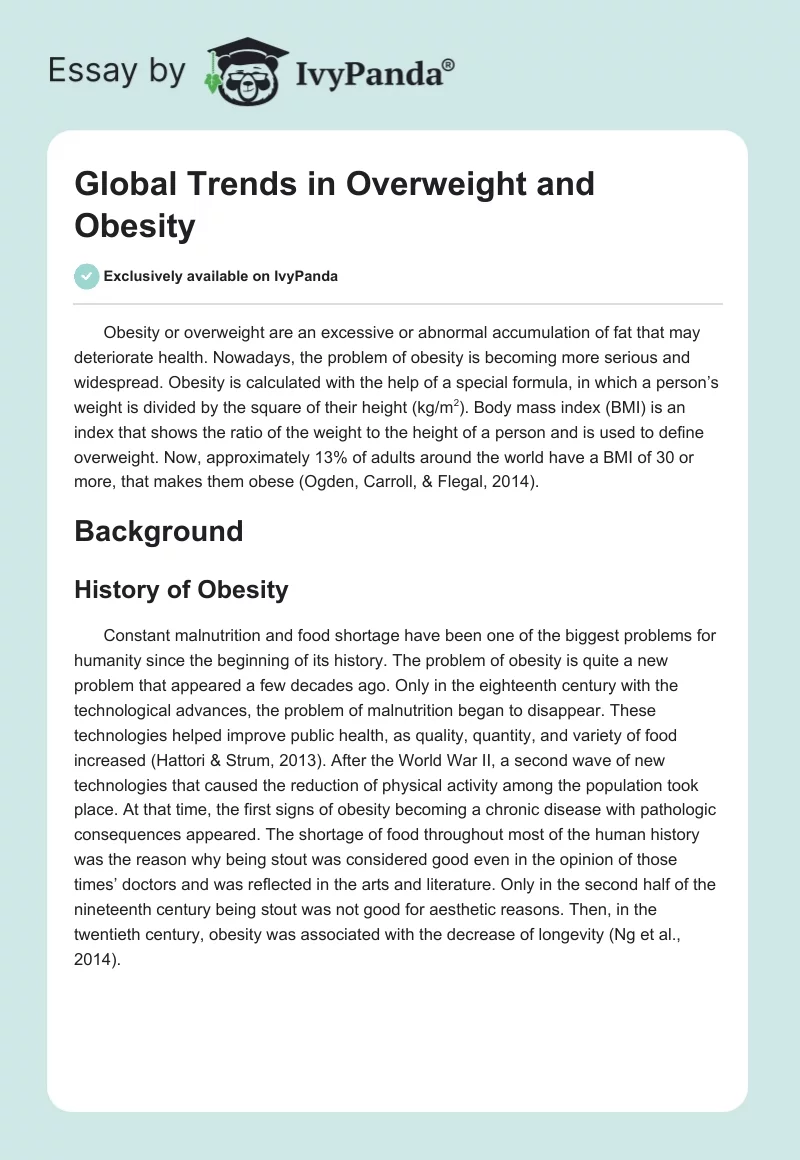 Global Trends in Overweight and Obesity. Page 1