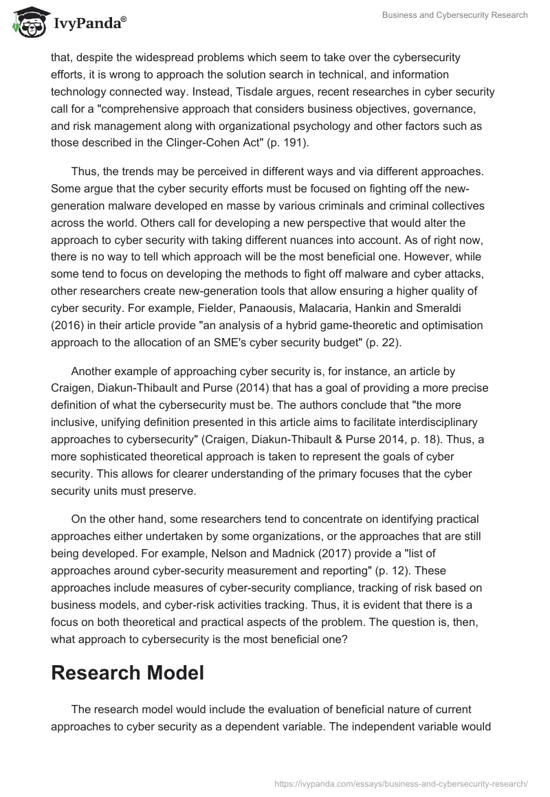 Business and Cybersecurity Research. Page 2