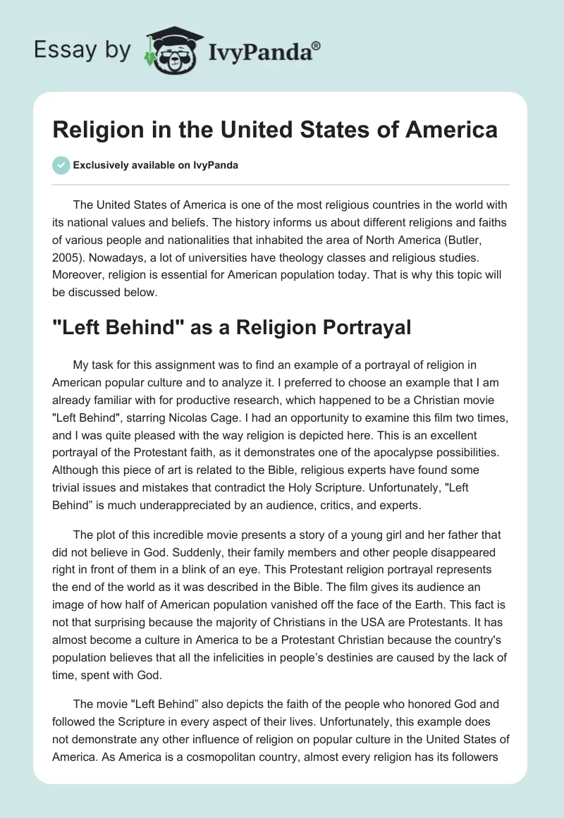 Religion in the United States of America. Page 1