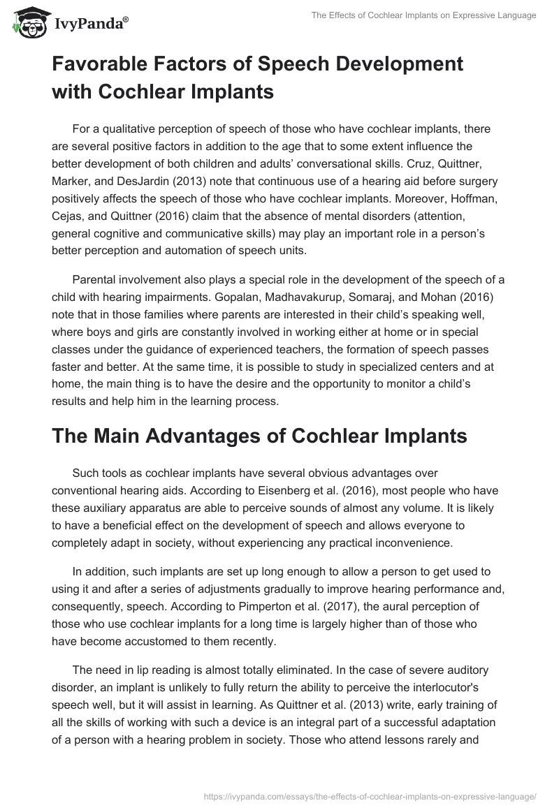 The Effects of Cochlear Implants on Expressive Language. Page 2