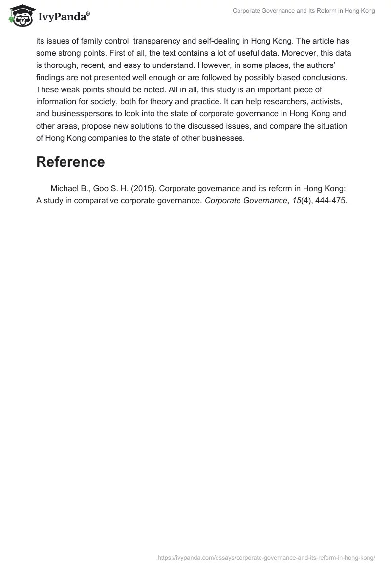 Corporate Governance and Its Reform in Hong Kong. Page 4