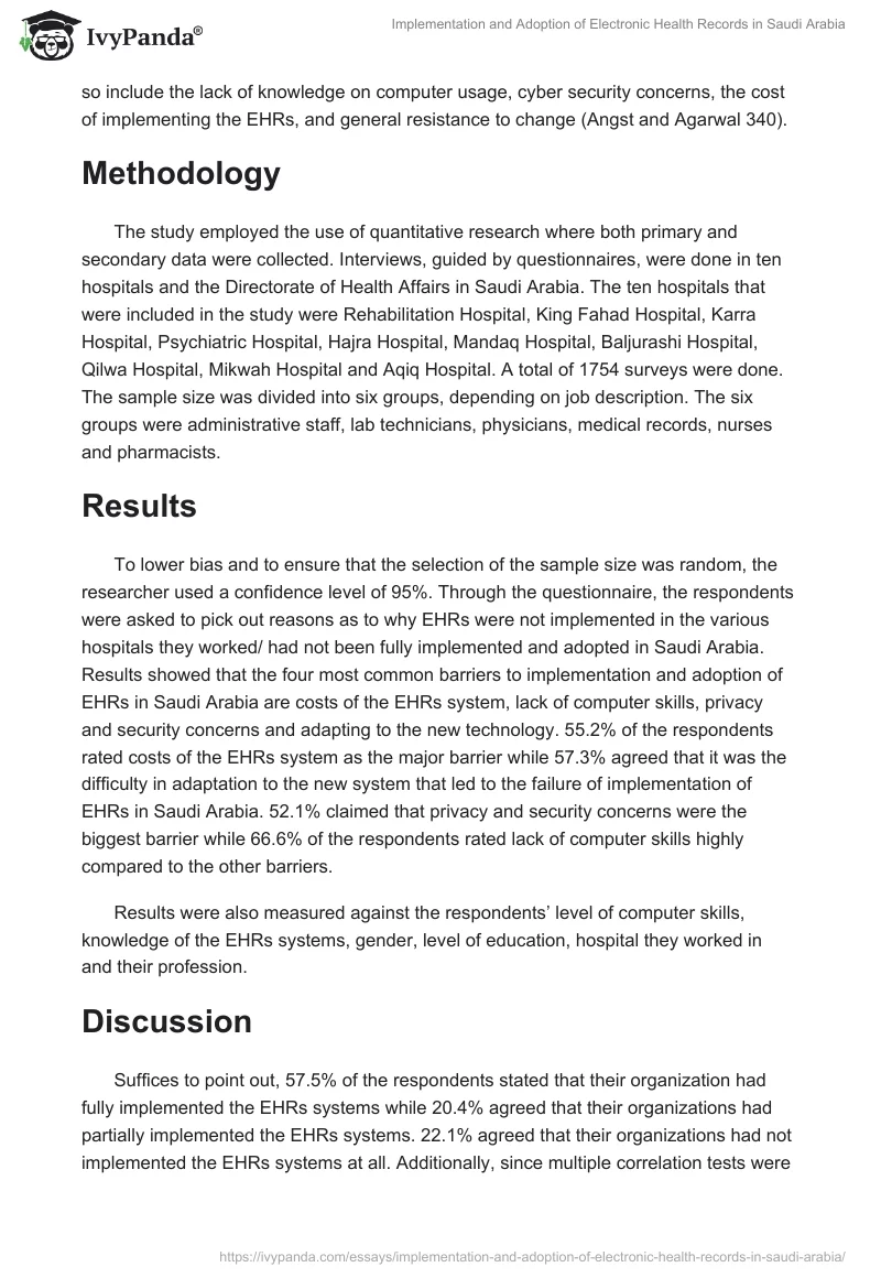 Implementation and Adoption of Electronic Health Records in Saudi Arabia. Page 2