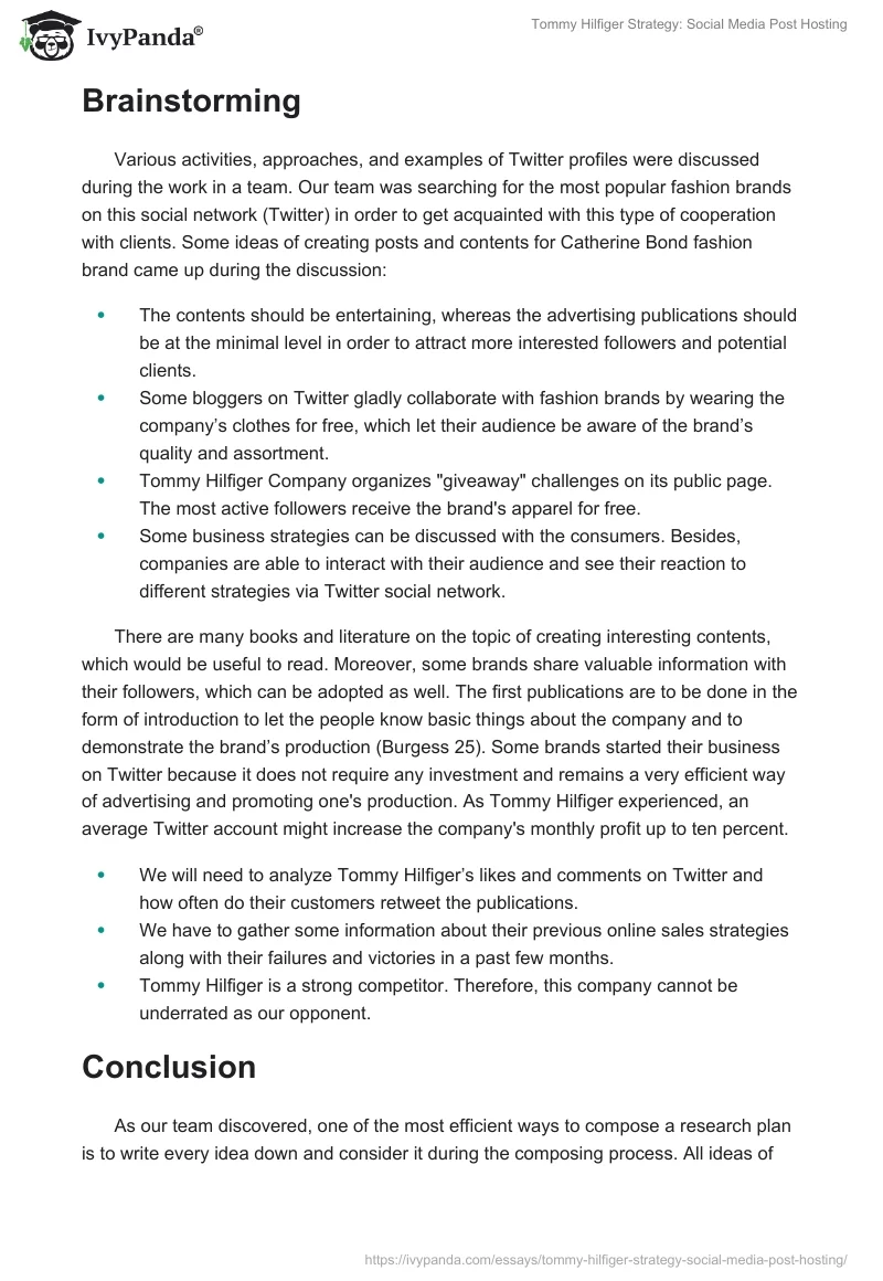 Tommy Hilfiger Strategy: Social Media Post Hosting. Page 3