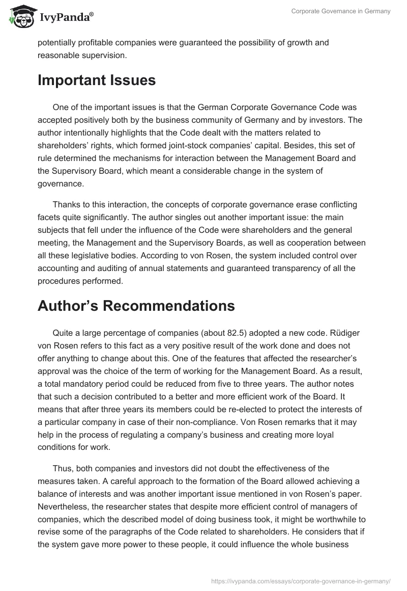 Corporate Governance in Germany. Page 2