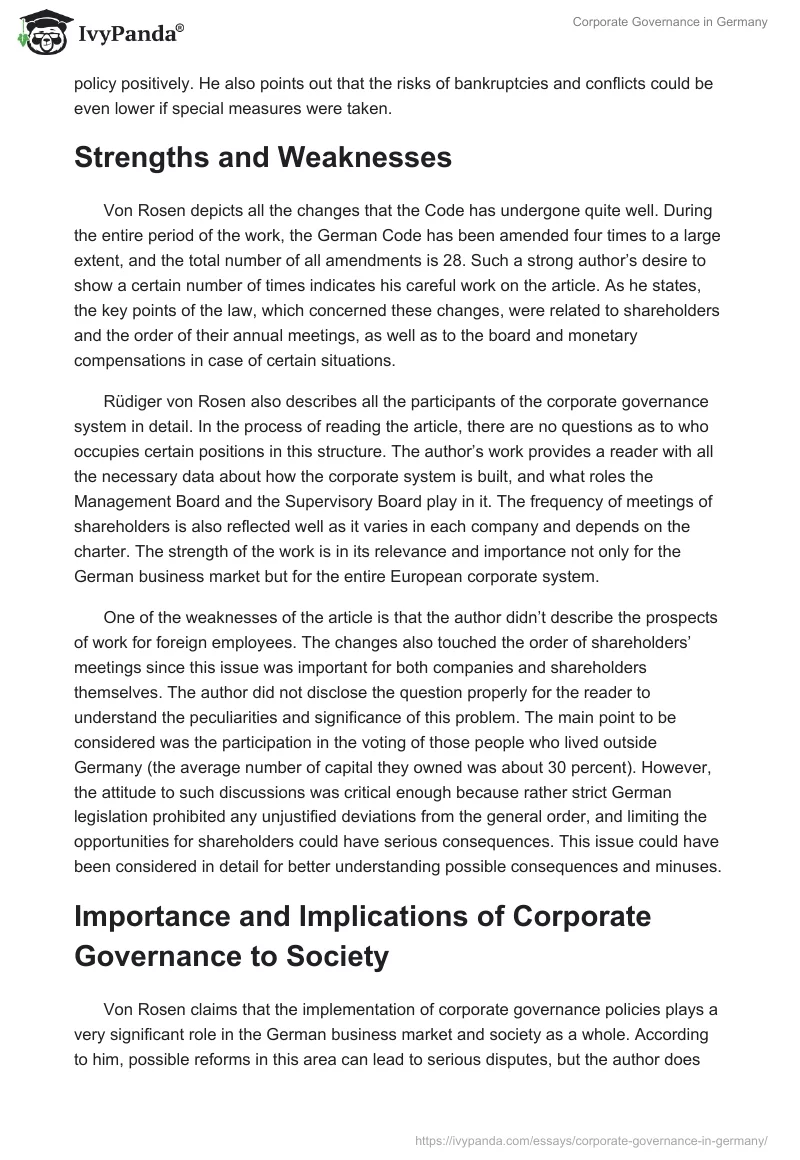 Corporate Governance in Germany. Page 3