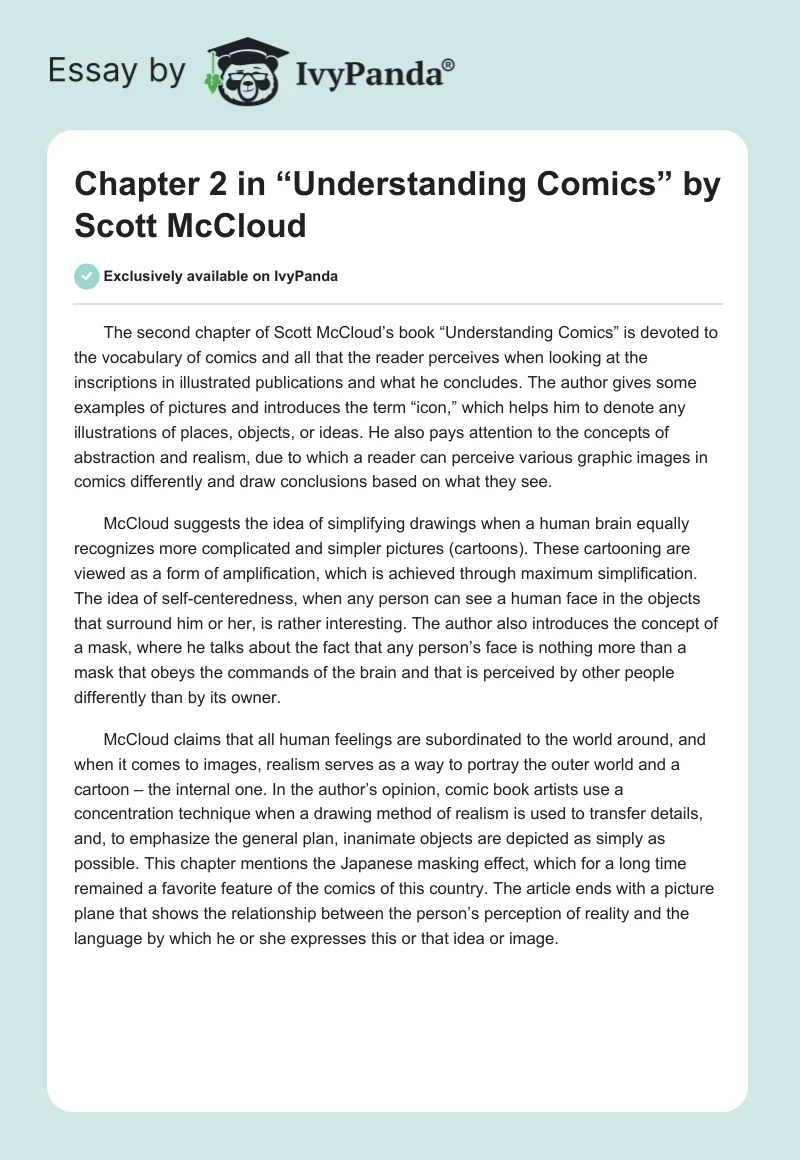 Chapter 2 in “Understanding Comics” by Scott McCloud. Page 1