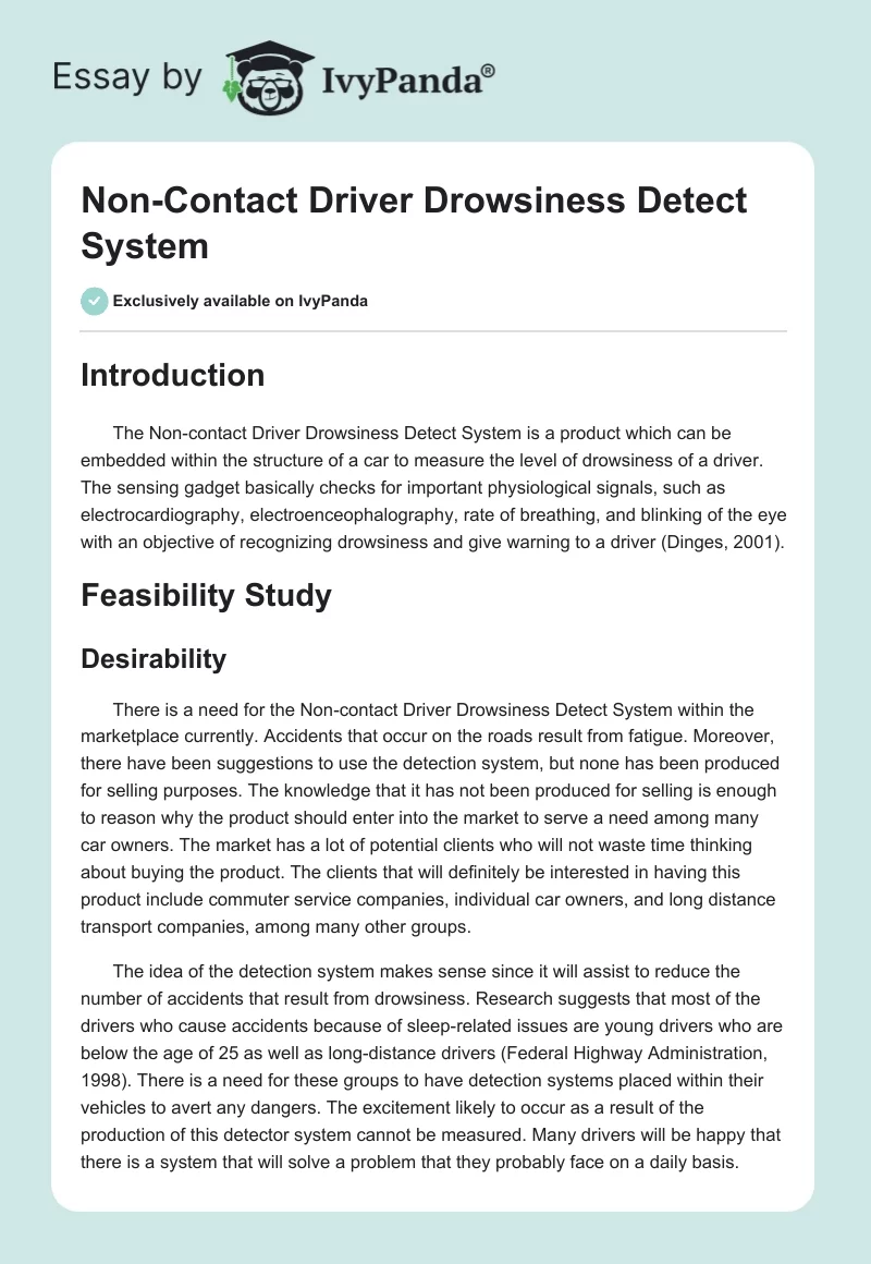 Non-Contact Driver Drowsiness Detect System. Page 1