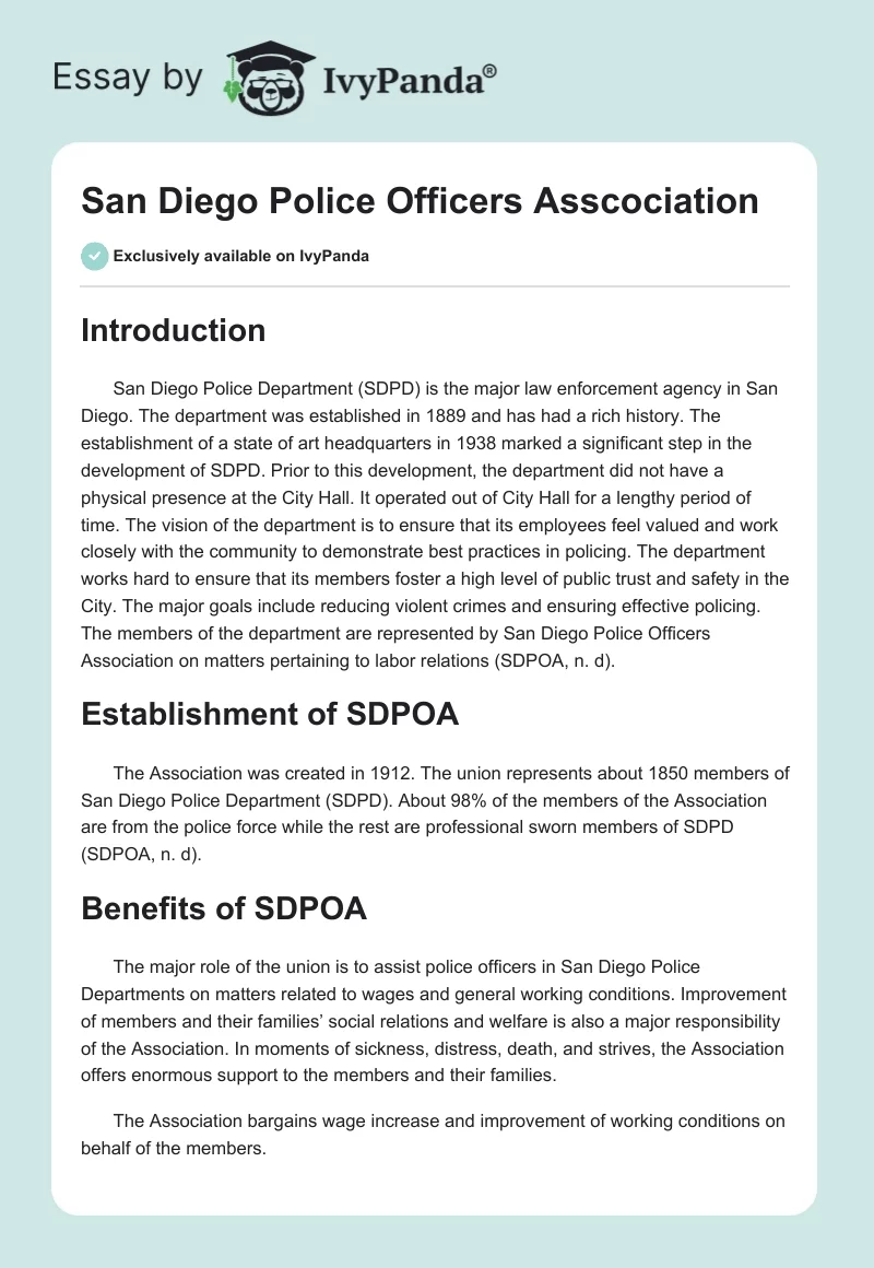 San Diego Police Officers Asscociation. Page 1