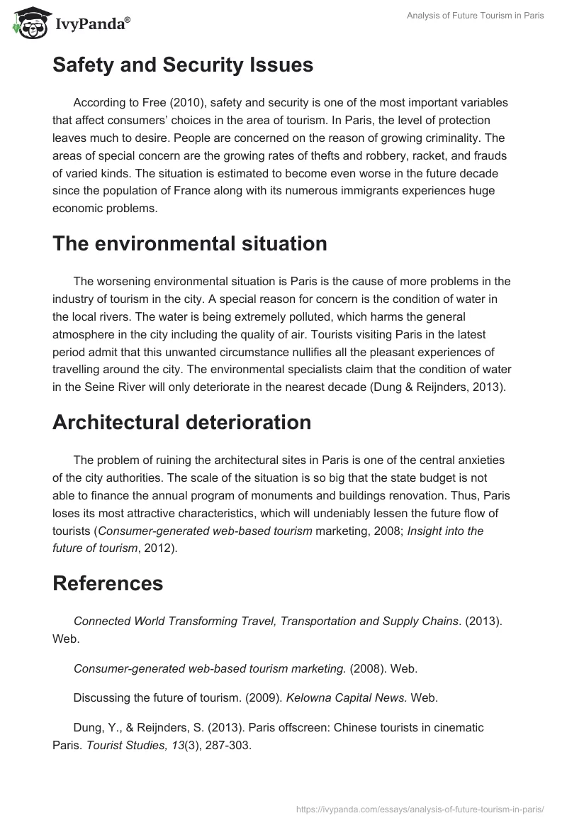 Analysis of Future Tourism in Paris. Page 2