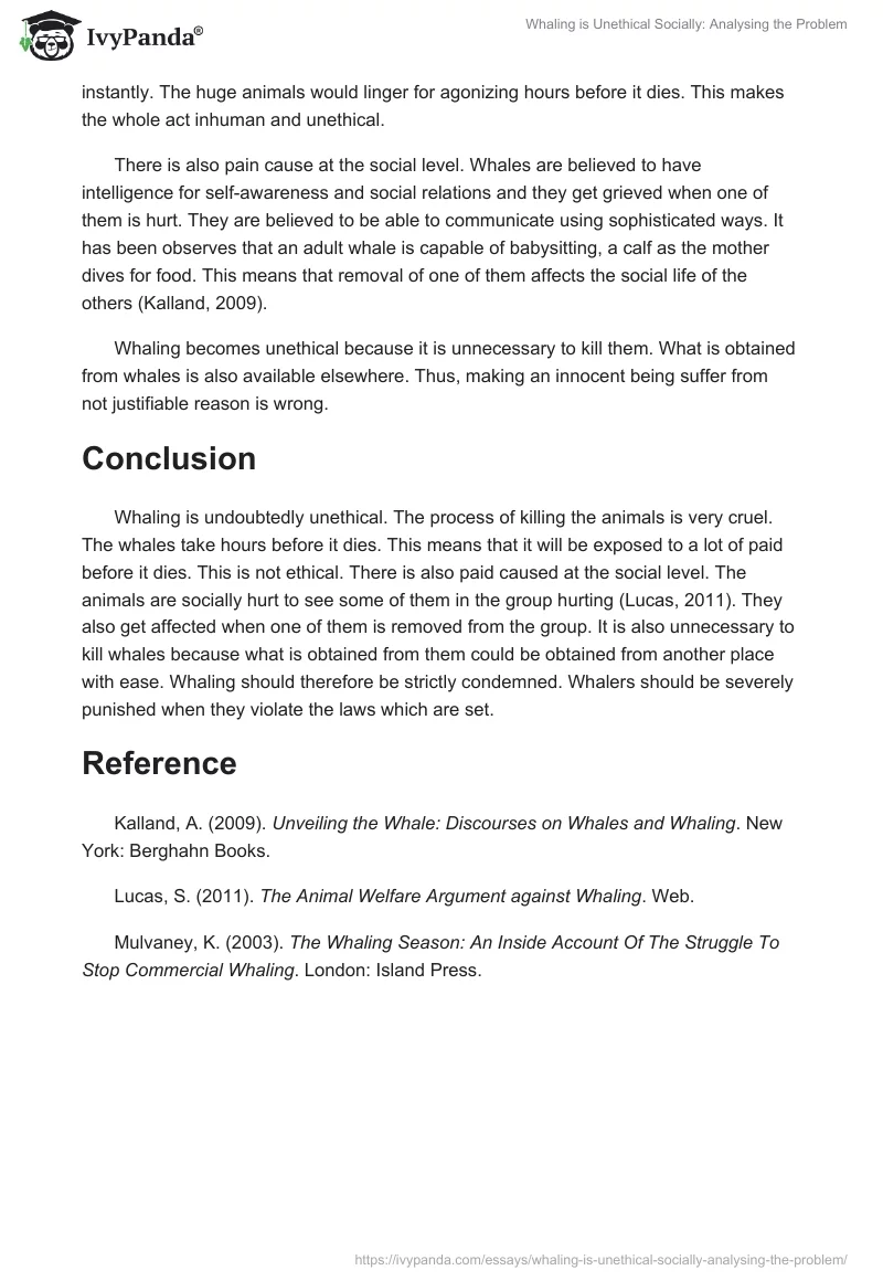 Whaling is Unethical Socially: Analysing the Problem. Page 2