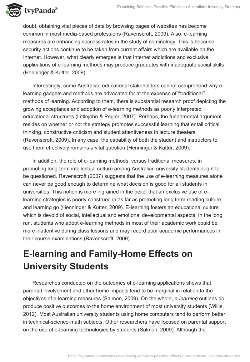 Examining Setbacks Possible Effects on Australian University Students. Page 5