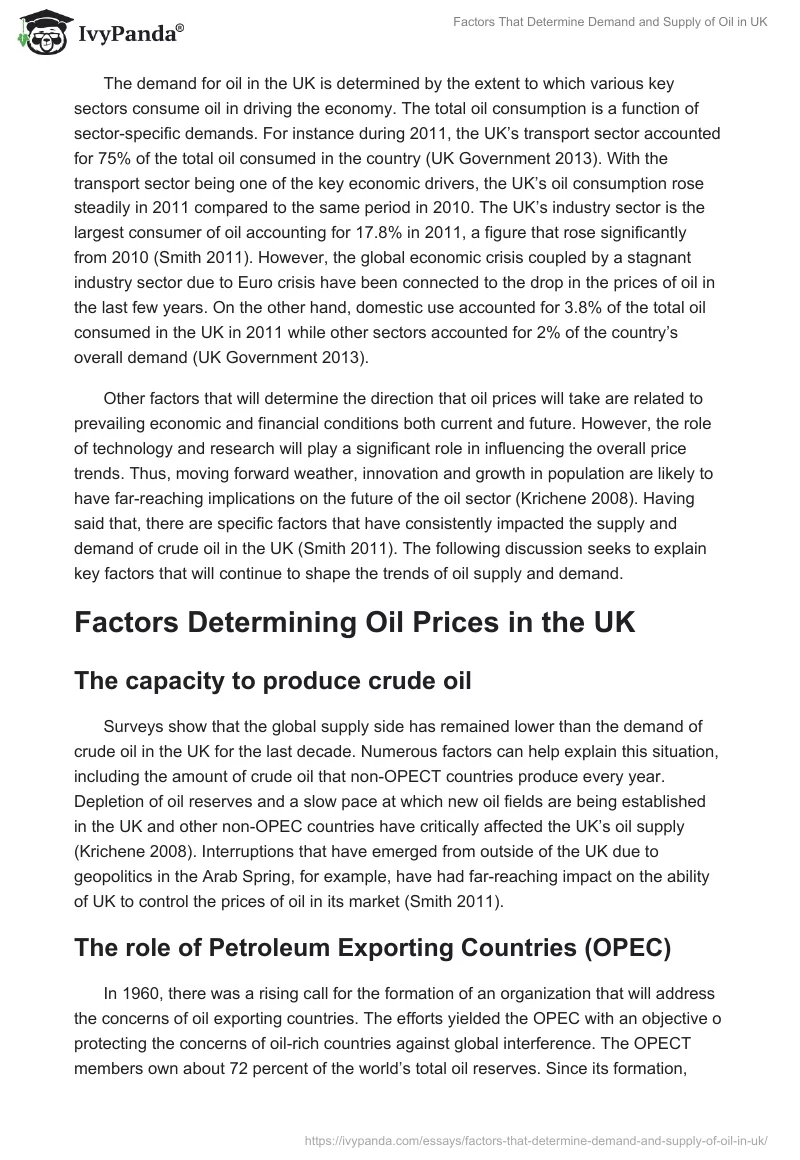 Factors That Determine Demand and Supply of Oil in UK. Page 2