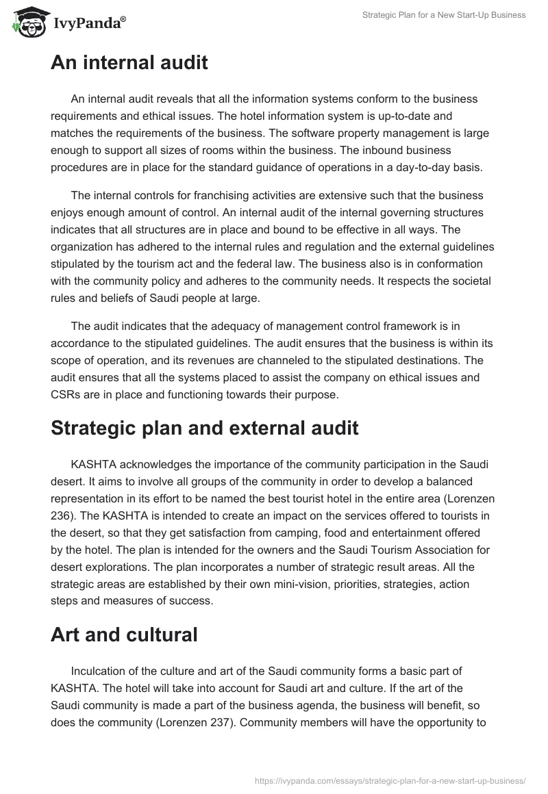 Strategic Plan for a New Start-Up Business. Page 4