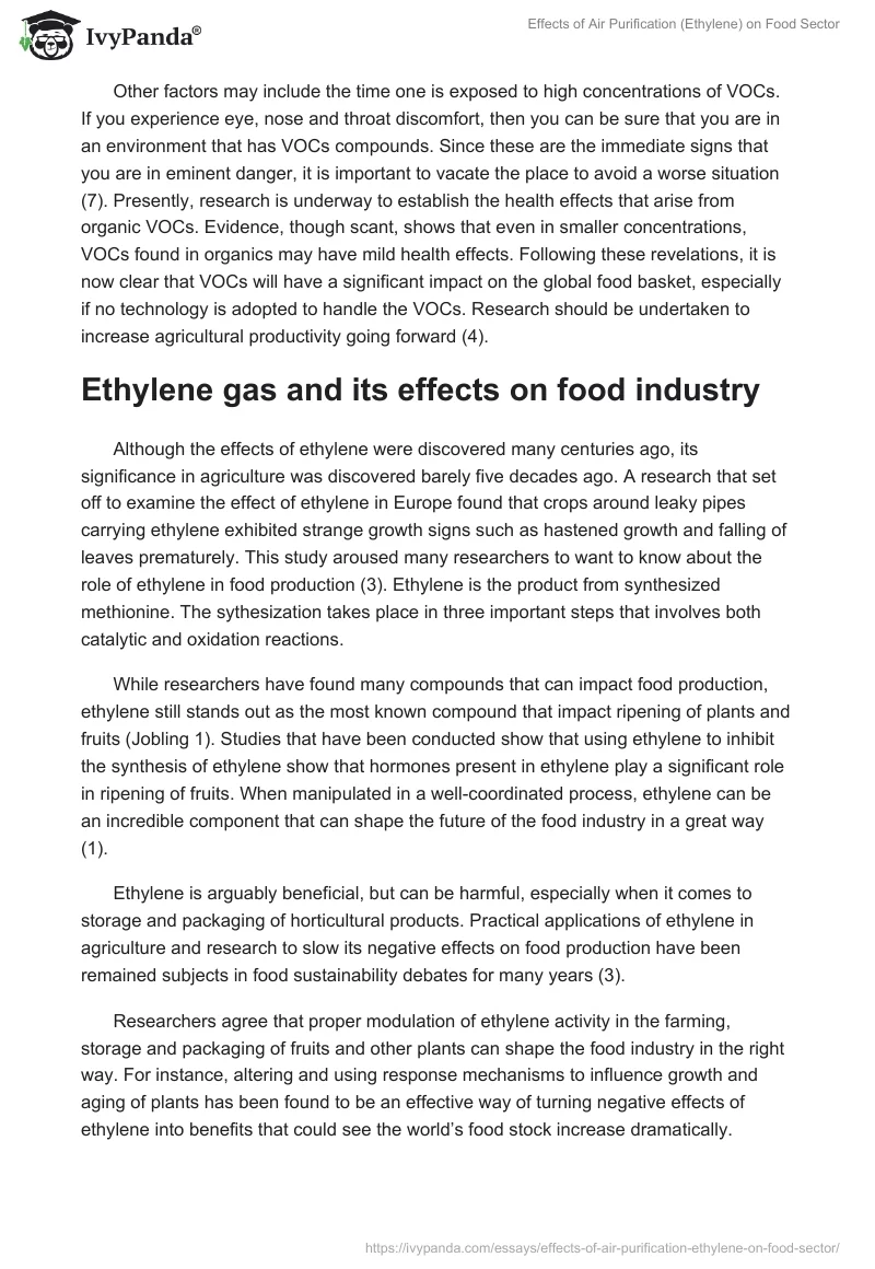 Effects of Air Purification (Ethylene) on Food Sector. Page 4