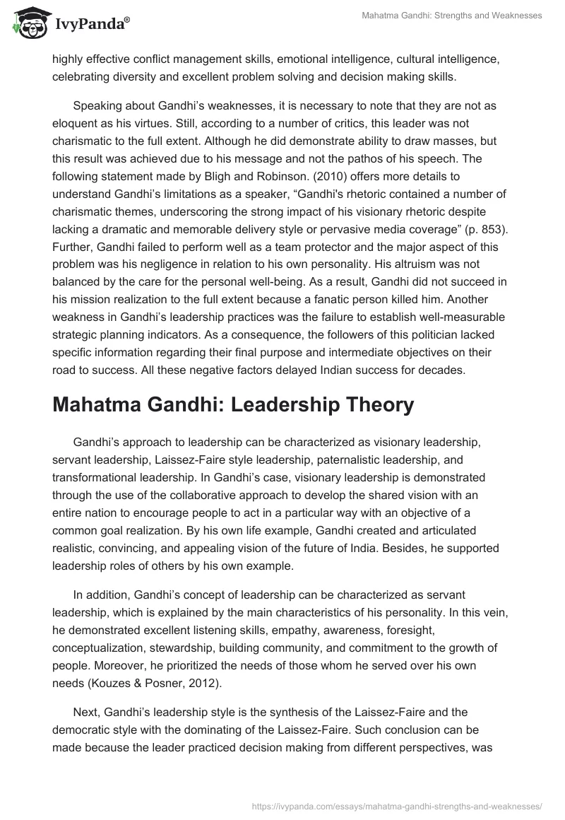 Mahatma Gandhi: Strengths and Weaknesses. Page 2
