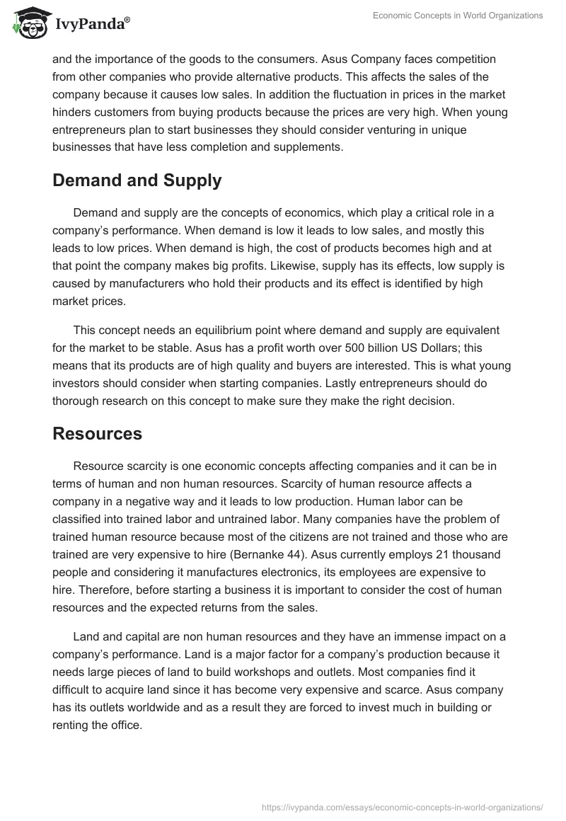 Economic Concepts in World Organizations. Page 2