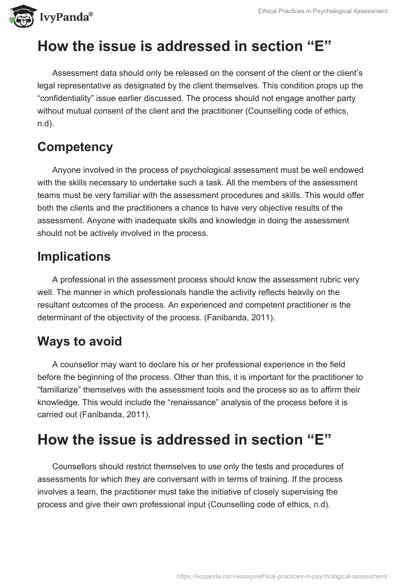 Ethical Practices in Psychological Assessment. Page 2