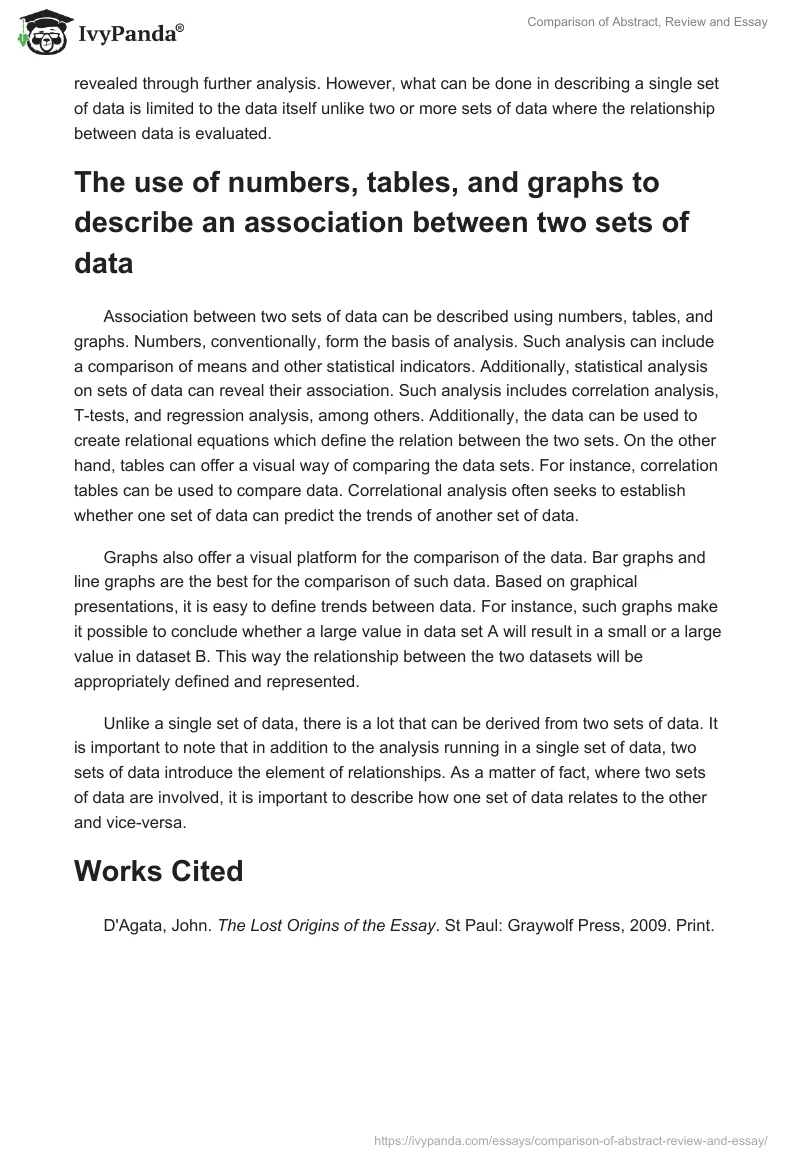 Comparison of Abstract, Review and Essay. Page 3