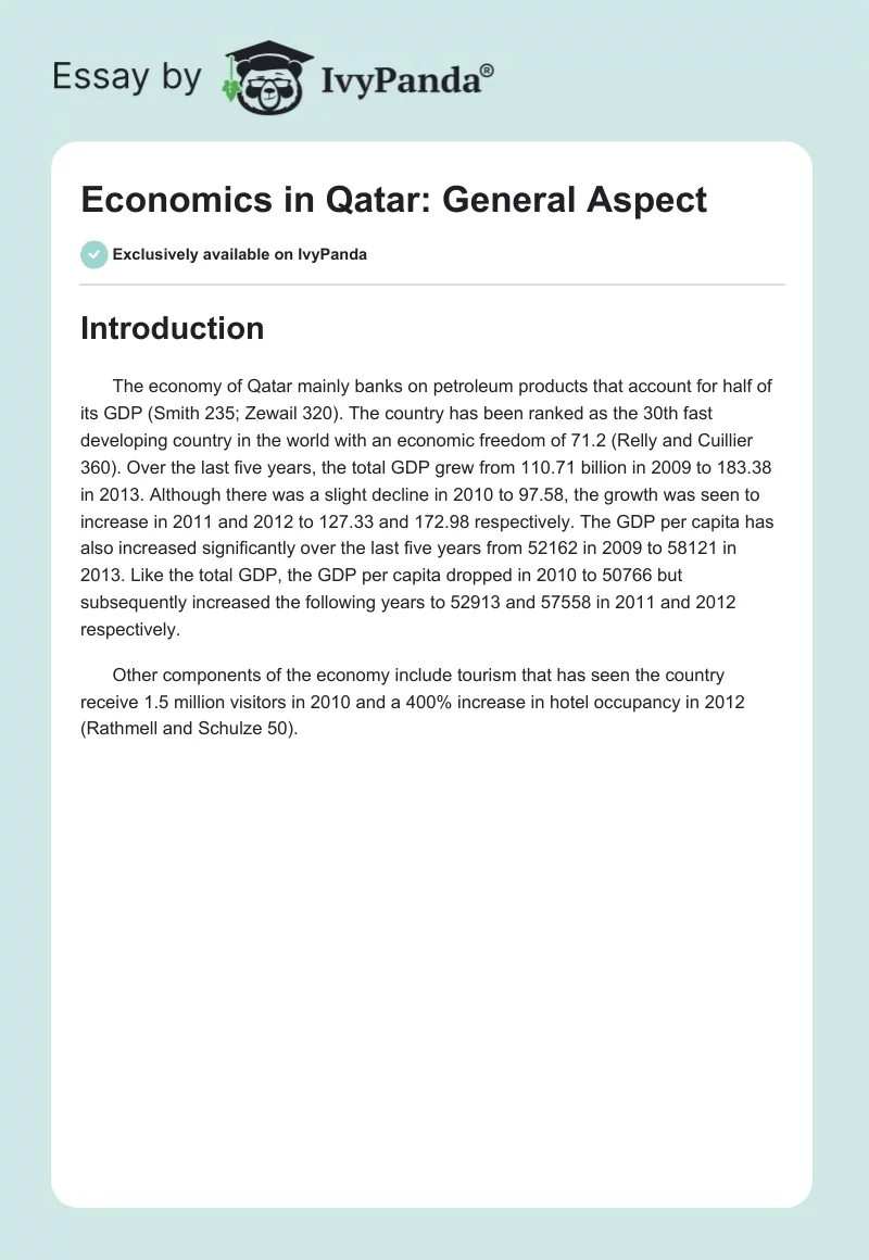 Economics in Qatar: General Aspect. Page 1