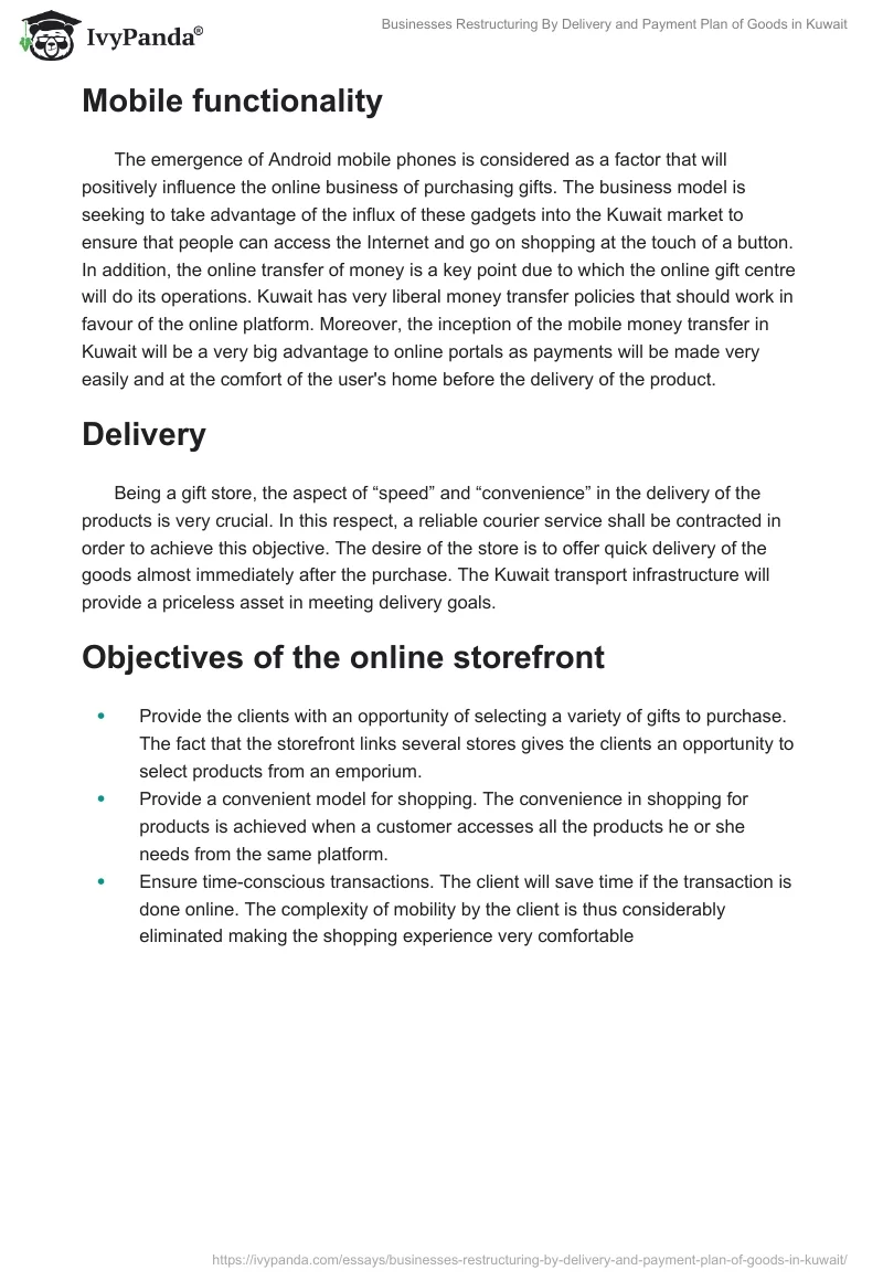 Businesses Restructuring By Delivery and Payment Plan of Goods in Kuwait. Page 4