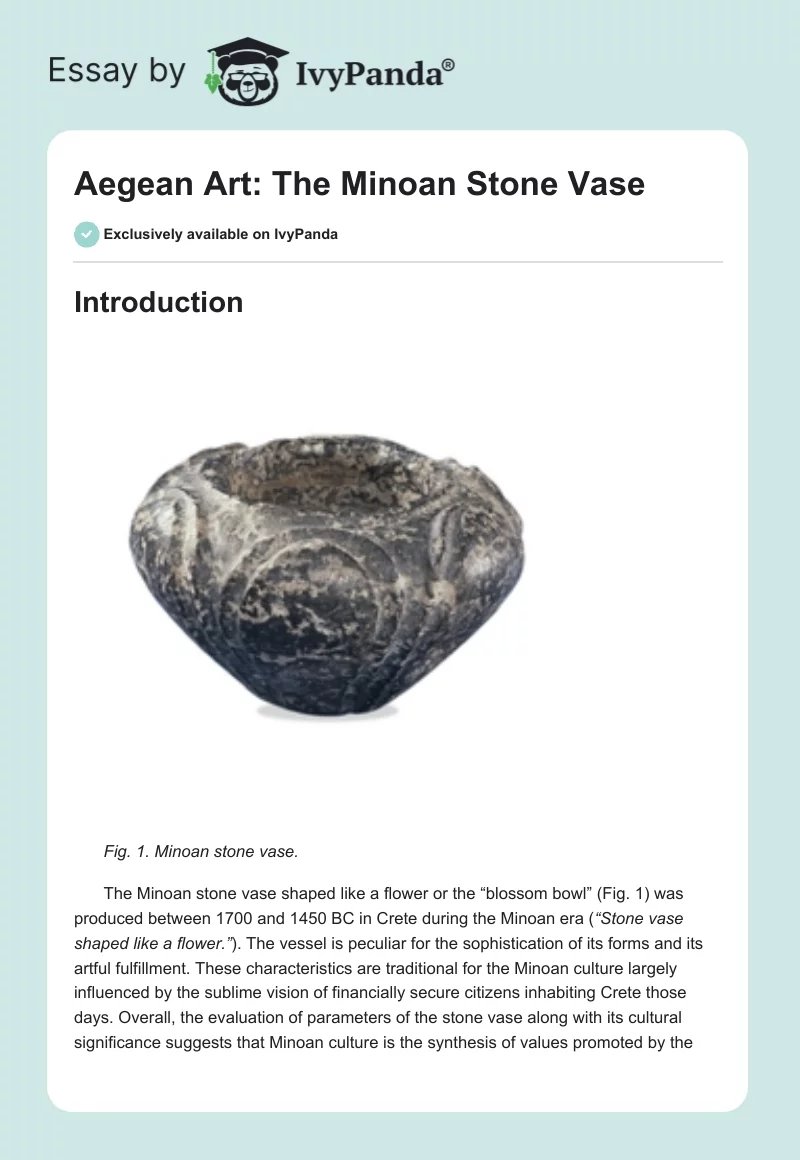 Aegean Art: The Minoan Stone Vase. Page 1
