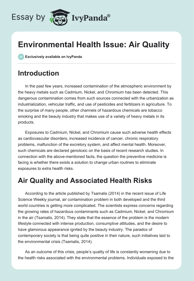 Environmental Health Issue: Air Quality. Page 1