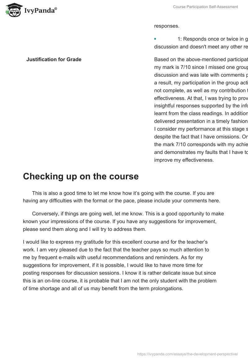 Course Participation Self-Assessment. Page 3