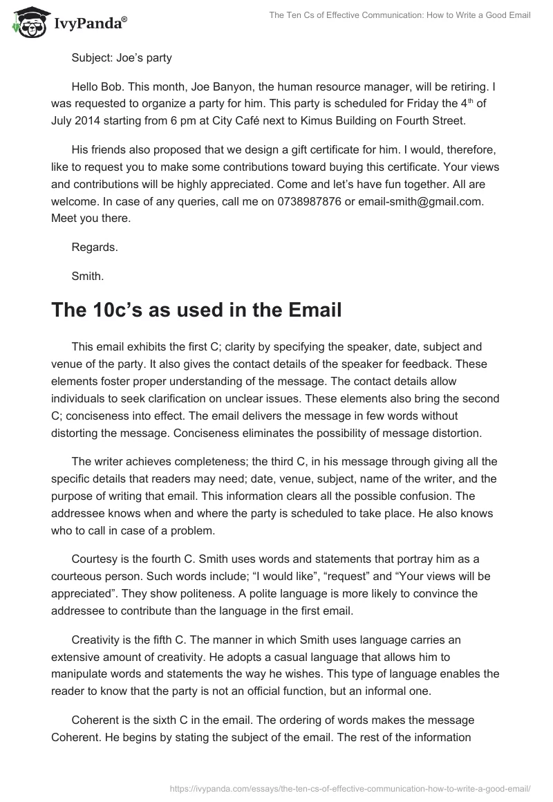 The Ten Cs of Effective Communication: How to Write a Good Email. Page 2