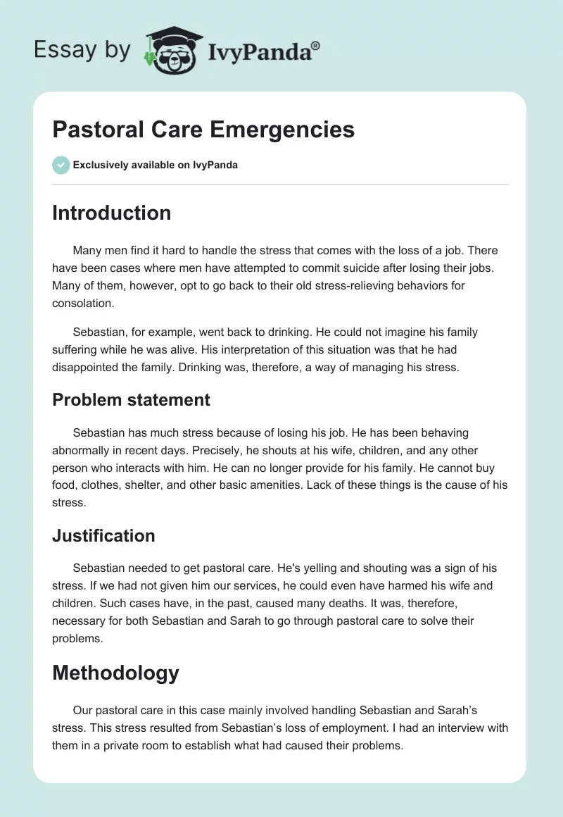 Pastoral Care Emergencies. Page 1