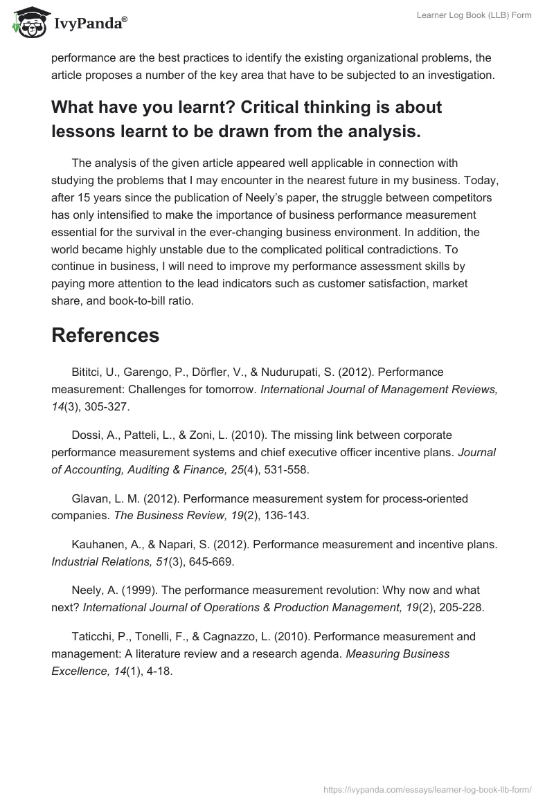 Learner Log Book (LLB) Form. Page 5