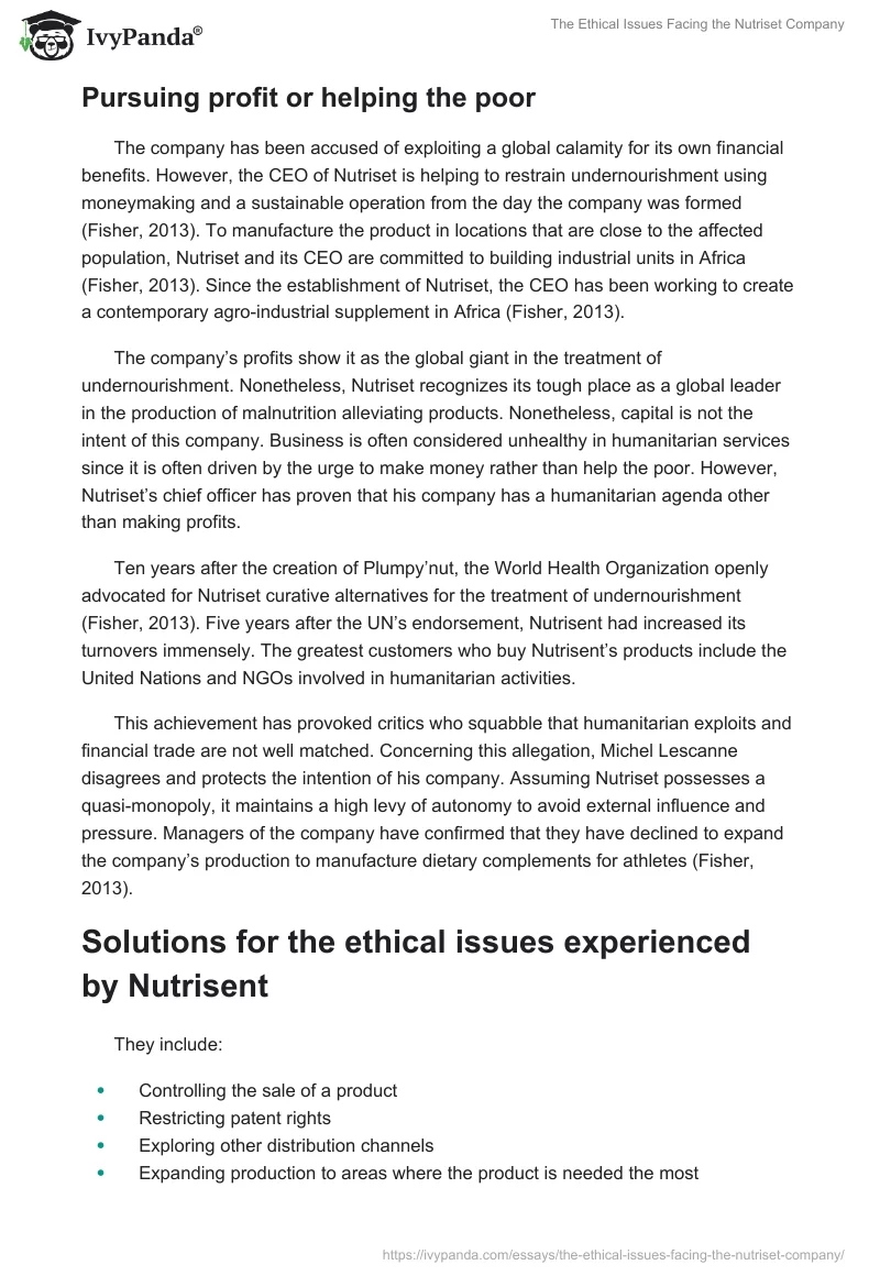 The Ethical Issues Facing the Nutriset Company. Page 4