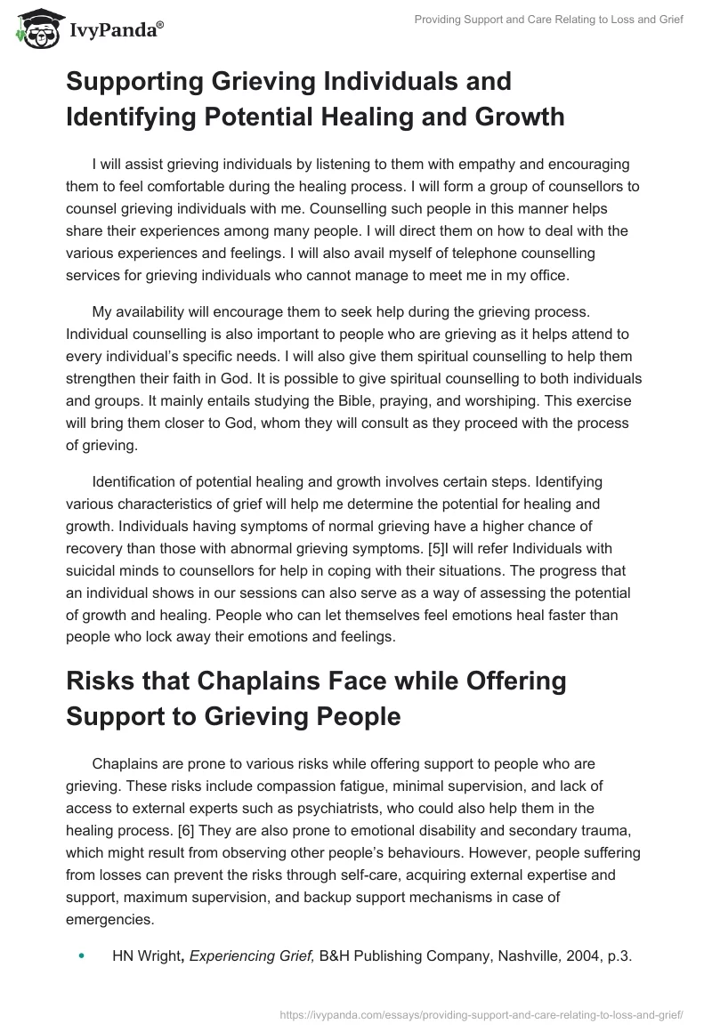 Providing Support and Care Relating to Loss and Grief. Page 3