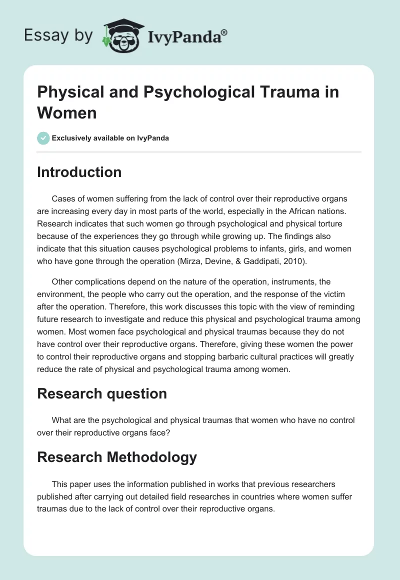 Physical and Psychological Trauma in Women. Page 1
