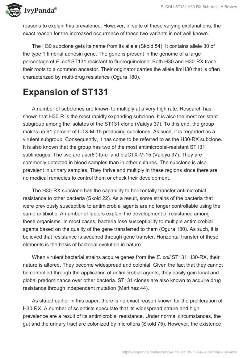 E. COLI ST131 H30-RX Subclone: A Review. Page 2