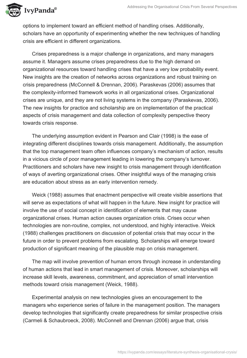 Addressing the Organisational Crisis From Several Perspectives. Page 2