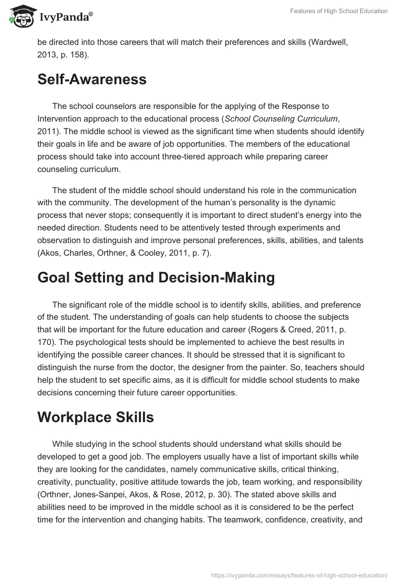 Features of High School Education. Page 2