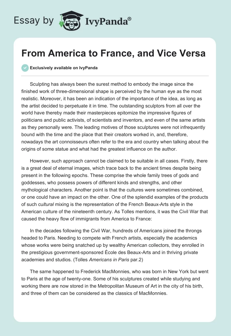 From America to France, and Vice Versa. Page 1