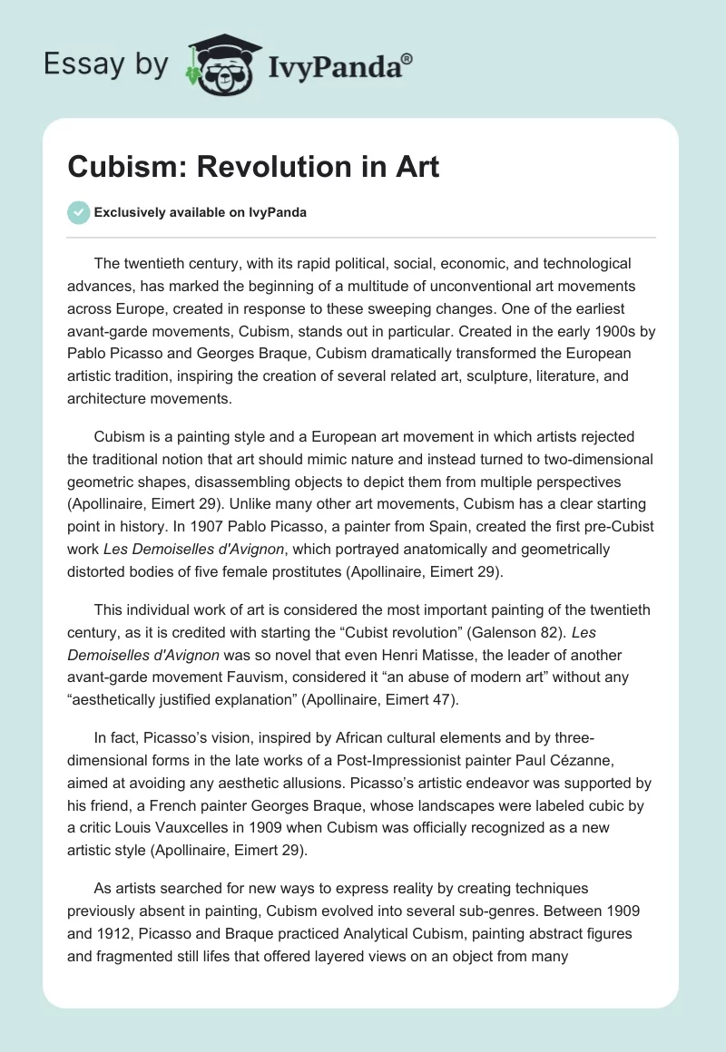 Cubism: Revolution in Art. Page 1