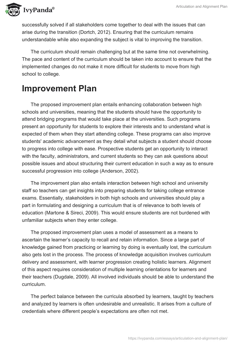 Articulation and Alignment Plan. Page 3